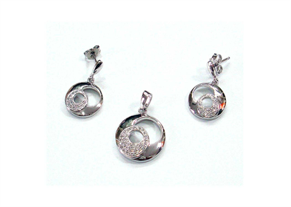 Rhodium Plated | CZ Studded Pendant Sets